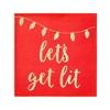 Juvale 50 Pack Paper Christmas Cocktail Napkins for Holiday Party Supplies, Gold Foil Lets Get Lit, Red, 5 x 5 In - 3 of 4