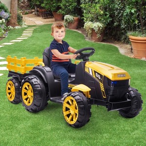 Garvee 12V Kids Ride On Tractor Toys with Trailer,Electric Vehicles Toy Tractor with Remote Control - 1 of 4