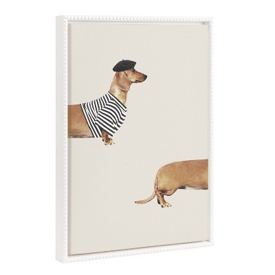 18"x24" Sylvie Beaded Long Dog Framed Canvas by July Art Prints White - Kate & Laurel All Things Decor: Modern Vertical Animal Wall Art