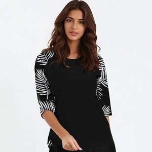 Calypsa Women's Loose Fit 3/4 Sleeve Rash Guard UPF 50+ Margaux Swim Top - 1 of 2