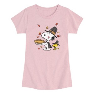 Girls' - Peanuts - Thanksgiving Scene Short Sleeve Graphic T-Shirt - 1 of 3