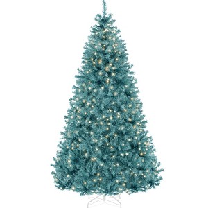 Best Choice Products Pre-Lit Peacock Blue Christmas Tree, Artificial Full Holiday Decoration w/ Incandescent Lights - 1 of 4