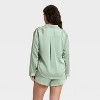 Women's Satin Notch Collar Long Sleeve Shirt and Shorts Pajama Set - Auden™ - 2 of 4