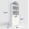 71.6" Tall Arched Cabinet,5 Tier Bookcase Arched Book Shelf with Doors and Adjustable Shelves, Home Office Wooden Arch Shelf Storage Organizer - 2 of 4