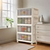 Stackable Storage Boxes With Lid 4-Tier Plastic Storage Bins Folding Storage Boxes Wardrobe Closet Containers for Bedroom Living Room - 2 of 4