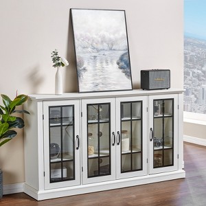 AMERLIFE 63" Sideboard, 6 Adjustable Shelves Sideboard Buffet Cabinet with 4 Doors - 1 of 4