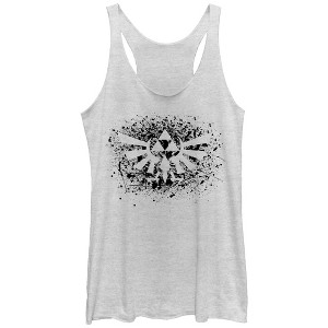 Women's Nintendo Legend of Zelda Triforce Paint Splatter Racerback Tank Top - 1 of 3