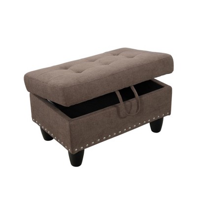 DOMETOUR Breathable Fabric Ottoman for Living Room or Bedroom Brown