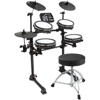 LyxJam 7-Piece Electronic Drum Set, Electric Drums Kit W/Drum Throne