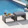 Costway Patio Ottomans Set of 2 PE Rattan Footstools with Removable Cushions & Metal Frame Red/Gray/Black/White/Turquoise/Navy - 4 of 4