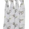 Bacati - Happy Monkeys Green/Gray/Beige Unisex Muslin Swaddling Blankets set of 4 - 3 of 4