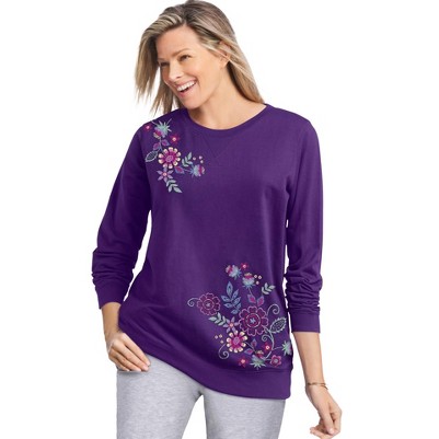 radiant purple multi floral embroidery