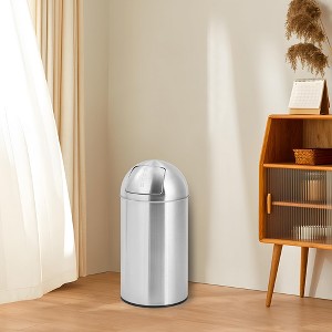 Fingerprint-Proof Stainless Steel Garbage Can with Push Lid, Heavy Duty Tall Waste Bin - 1 of 4