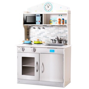 Costway Kids Wooden Pretend Cooking Playset Cookware Play Set Kitchen Toys Gift - 1 of 4