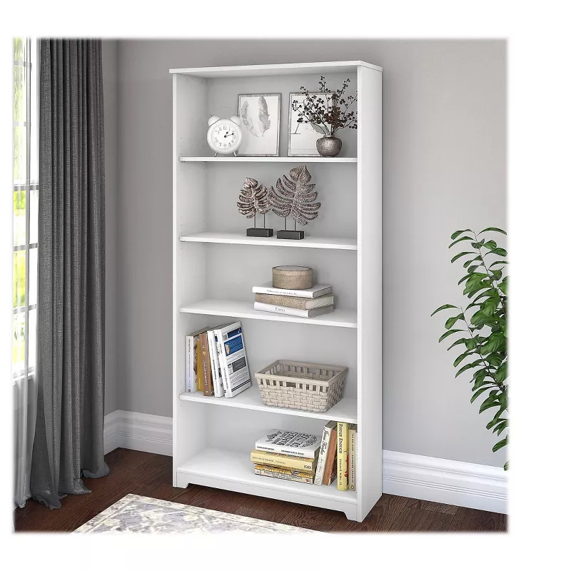 Bush Furniture Cabot 5 Shelf 66 3h, Monarch Specialties 8 Cube Bookcase White Gray