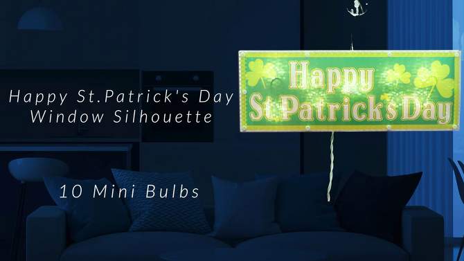 Northlight 17" Lighted Holographic Happy St.Patrick's Day Window Silhouette Decoration, 2 of 6, play video