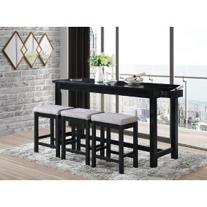 XIYUYEU Round Dining Table Set for 3 Counter Height Dining Set with Drawer Built-in USB Ports Outlets and 3 Stools for Kitchen - 1 of 4