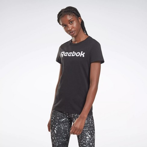 Reebok Training Essentials Graphic Tee Womens Athletic T-Shirts X Small  Black / White