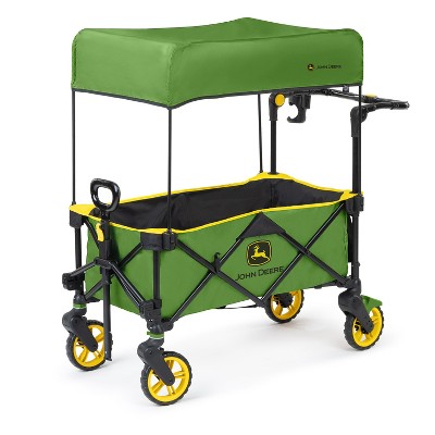 Bright Starts Pop 'N Ride Wagon with Sun Canopy - Green/Yellow