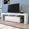 Chic Crate - Modern White TV Stand, 20 Colors LED TV Stand w/Remote Control Lights - 4 of 4