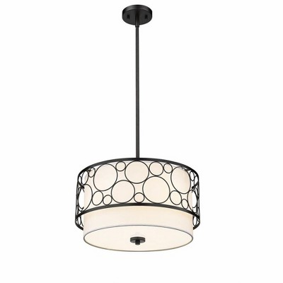 Kendall Contemporary 17" Matte Black and Nickel Drum Pendant