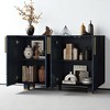 54" 4-Door Sideboard Buffet Cabinet with Adjustable Shelves, Solid Wood Legs, Fluted Doors & Distressed Finish for Kitchen, Dining Room - 2 of 4