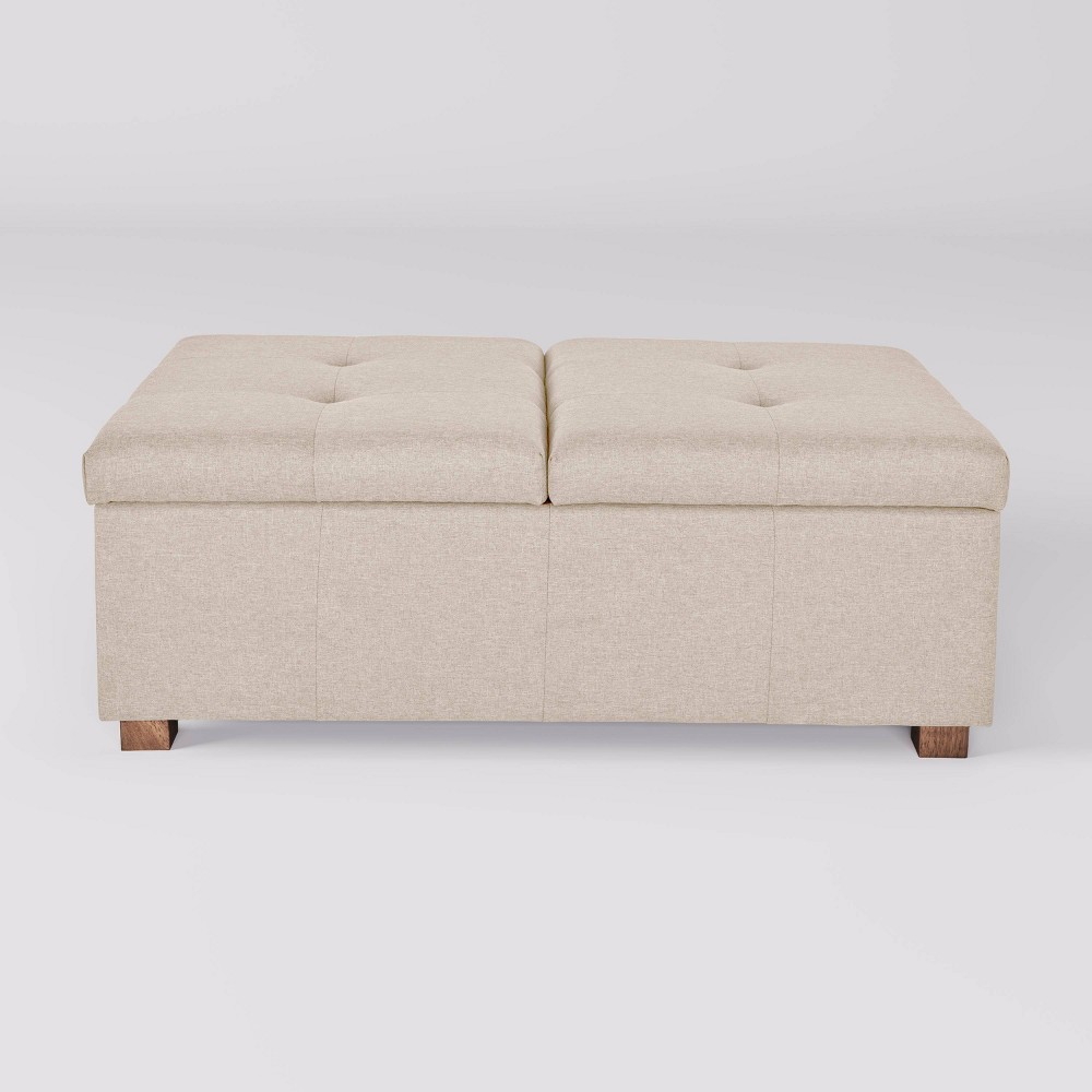 Photos - Pouffe / Bench CorLiving Yves Double Opening Oversized Storage Ottoman Beige  