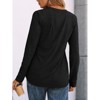 Women's 2025 Fall Long Sleeve Henley Top Dressy Casual V-Neck Blouse Trendy Loose Fit Button Up Shirts Cute T-Shirt - 4 of 4