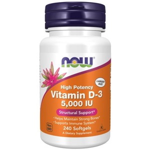 Vitamin D3 5000 IU by Now Foods  -  240 Softgel - 1 of 3