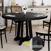 Dining table, round, 47-inch wood, sturdy legs, four-piece tabletop, round base, suitable for dining room, kitchen, and living room. - 3 of 4