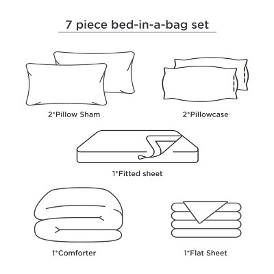 Bedsure 7 Pcs Black Striped Reversible Queen Bedding Set Cationic Dyeing Bed in a Bag with Comforter Sheets Shams — фото 8