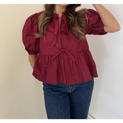 Women's Cara Cotton Poplin Tie Top - Sofie the Label