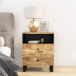 vidaXL Bedside Cabinet 19.7 in.x13 in.x24.4 in. Solid Wood Mango&Engineered Wood - 1 of 4
