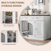 37 Inch Wooden Dog Crate Furniture – Multi-Functional Kennel with Storage & 360° Rotating Bowls, for Small to Large Dogs - 3 of 4