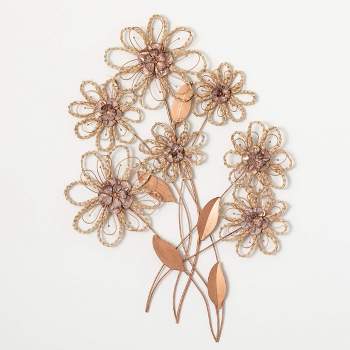 Sullivans 36.75" Copper Seagrass Floral Artwork, Metal