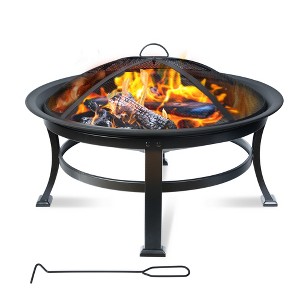Bestier 30" Outdoor Wood Burning Fire Pit, Portable Fire Pits for Outside Patio, Durable Small Fire Pit for Backyard, Black - 1 of 4