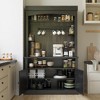 Coffee Bar Cabinet with LED Lights 72" Tall Buffet Cabinet with Storage  Kitchen Sideboard Coffee Hutch with Microwave Stand/Wine Rack/Glass Shelf - 3 of 4