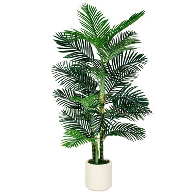 5FT Areca Palm Artificial Golden Cane Palm Tree Butterfly Palm Faux Plant with White Pot, Artificial Plants for Home Office Indoor Outdoor Decor