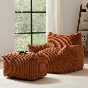 Gericco Bean Bag Chair with Armrests and Footstool for Adults- Oversized Comfy Beanbag Chaise Lounge Lazy Floor Sofa Chair - 1 of 4