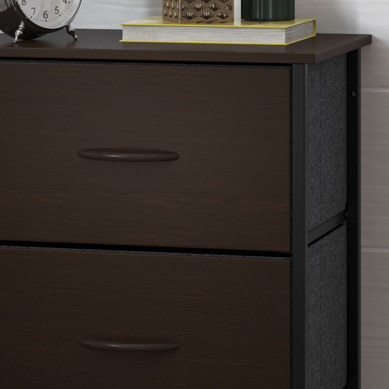Flash Furniture Harris 4 Drawer Vertical Storage Dresser with Cast Iron Frame, Wood Top and Easy Pull Engineered Wood Drawers with Wooden Handles, 5 of 12