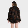 Women's Satin Notch Collar Long Sleeve Shirt and Shorts Pajama Set - Auden™ - 2 of 3