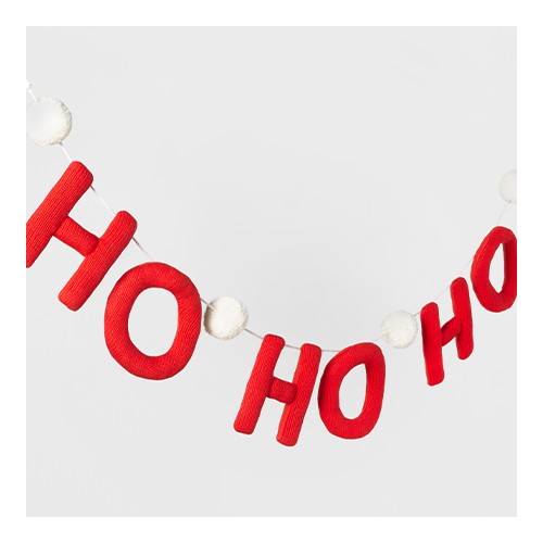 6' Fabric 'Ho Ho Ho' Oversized Garland with Poms Red/White - Wondershop™, 6' Fabric Candy Cane Garland Red - Wondershop™, 6' Fabric 'Fa La La' Oversized Garland with White Poms - Wondershop™, 72" Fabric Snowflake Garland White - Wondershop™, 72" Fabric 'Merry Christmas' Poinsettia and Poms Garland Red/Green - Wondershop™, 72" Fabric 'Feliz Navidad' Garland - Wondershop™