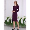 INSPIRE CHIC Women's Asymmetrical Neckline Long Sleeve Wear to Work Sheath Dress - 3 of 4