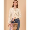 INSPIRE CHIC Women's Peter Pan Collar Blouse Jabot Bow Tie Button Front Shirt - 3 of 4