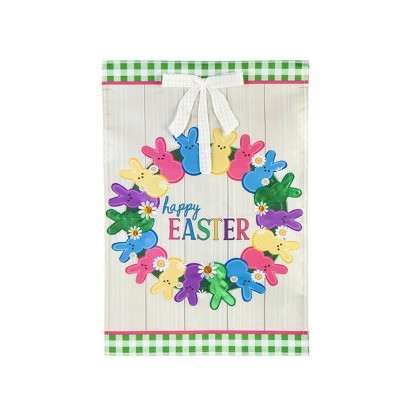 Evergreen Colorful Bunny Wreath Garden Applique Flag 12.5 x 18 Inches Indoor Outdoor Decor