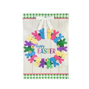 Evergreen Colorful Bunny Wreath Garden Applique Flag 12.5 x 18 Inches Indoor Outdoor Decor - 1 of 4