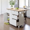 Farmhouse Kitchen Island Set with Drop Leaf,Storage Cabinet,Drawers, Towel Rack and 2 Stools, Dining Table Set with Adjustable Shelf, Kitchen Cabinets - 3 of 4