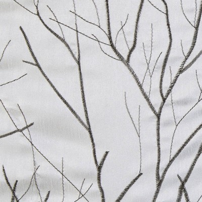 White Faux Silk Embroidered Rod Pocket Valance