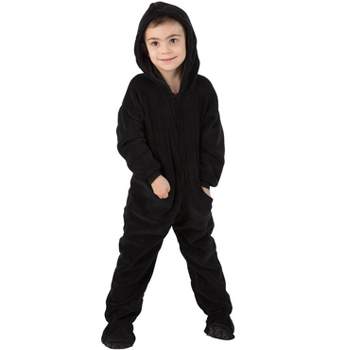 Footed Pajamas - Jet Black Toddler Hoodie Chenille Onesie