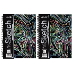 UCreate® Fashion Poly Sketch Book, 9" x 12", 75 Sheets, Neon Abstract Design, Pack of 2 - 1 of 4